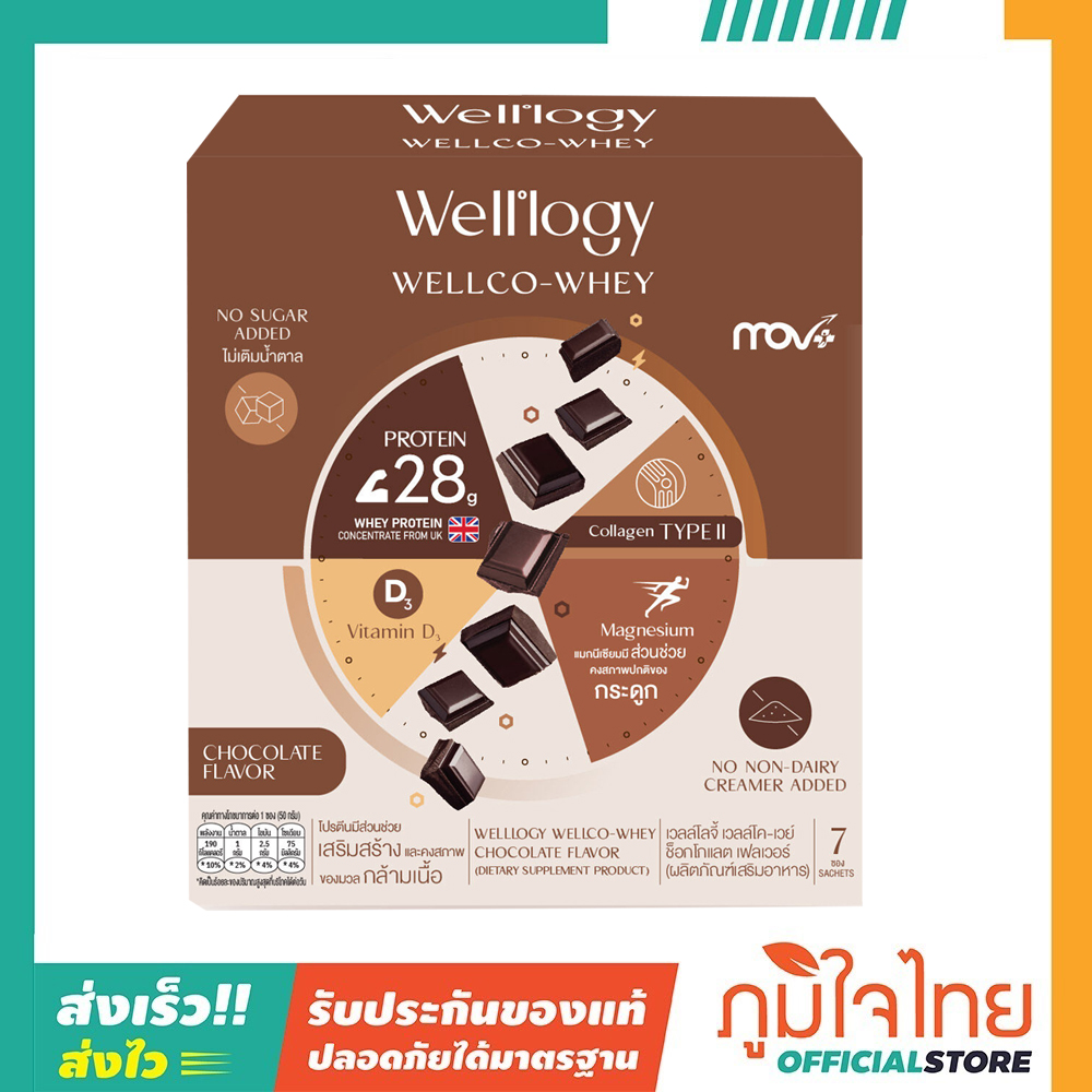 ผลิตภัณฑ์เสริมอาหาร เวลล์โค-เวย์ ช็อกโกแลต เฟลเวอร์ (50กรัมx7ซอง) เวลล์โลจี้